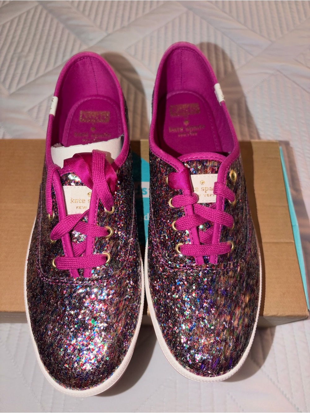 Kate Spade Limited Edition Glitter Lace-Up Sneakers in Fuchsia View 4